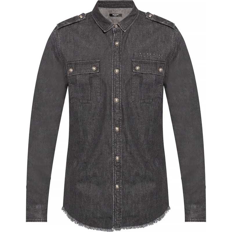 Balmain Legeres Oberteil Balmain Cotton Denim Shirt schwarz