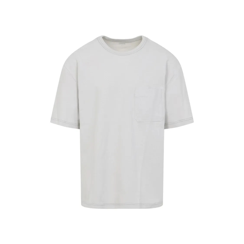Lemaire T-Shirt Relaxed Fit Cotton-Linen T-Shirt With Minimalistic White