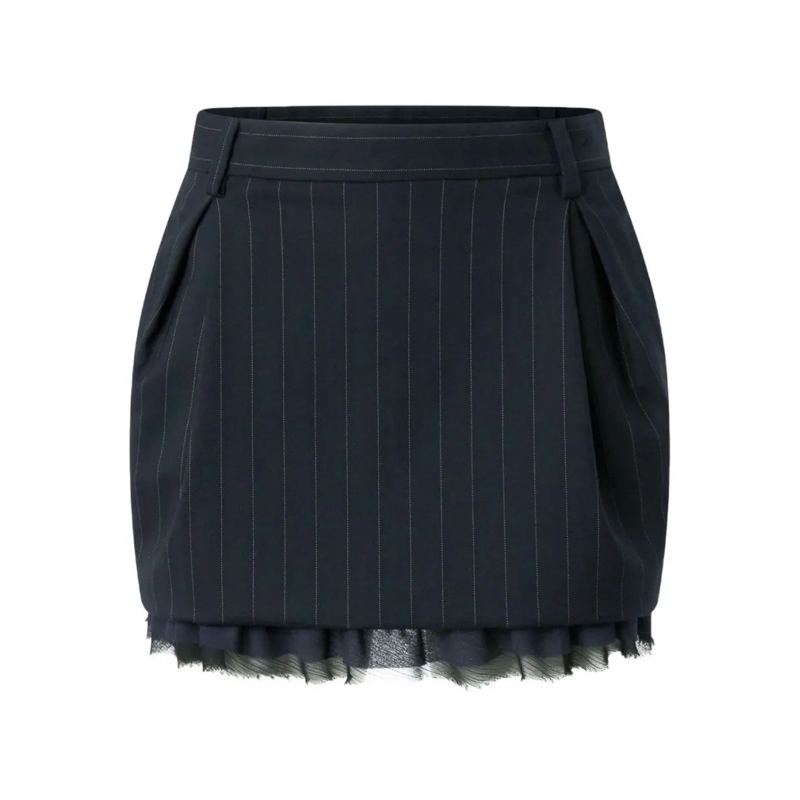 Pinko Minirock Textured Mini Skirt With Pinstripe Design Black