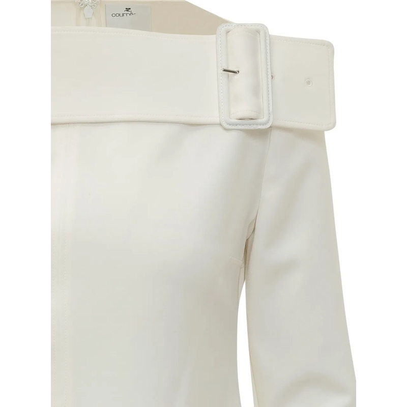 Courrèges Mini-robe Abito Corto Con Spallina E Fibbia weiß(Image 4)