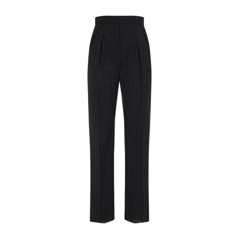 Max Mara  Tailored Pinstripe Trousers With High Waist And Pl Black