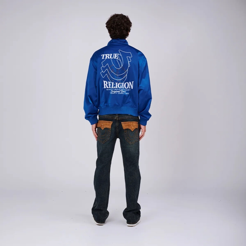 True Religion Bomberjacke Bomberjacke REPEAT- Lässiger Schnitt- Satin-Mat blau(Image 4)