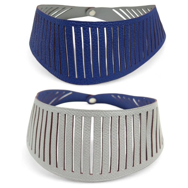 Hermès Mittellange Halskette NEUE HERMES KLEINE H DURCHBROCHENE HALSKETTE AUS E blau