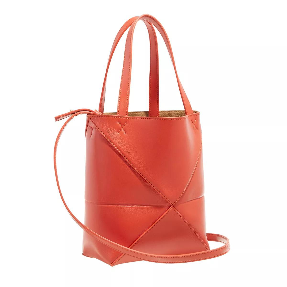 LOEWE Mini Puzzle Fold Tote in Shiny Calfskin Sunrise Orange in Shiny  Calfskin - GB