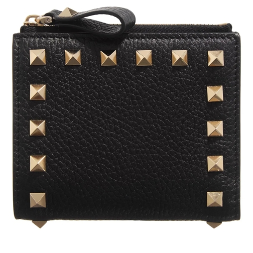 Valentino Garavani Rockstud Flap French Wallet Nero Portefeuille à deux volets