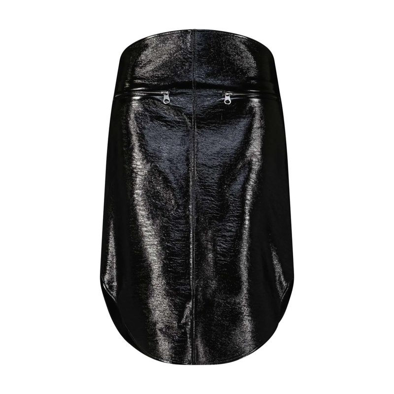 Courrèges Minirok Midirock Circle Vinyl Schwarz