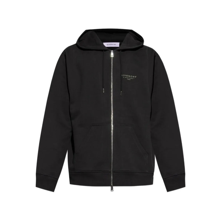 パーカー・フーディ Givenchy Relaxed-Fit Black Zip-Up Hoodie With Drawstring Givenchy Relaxed-Fit Black Zip-Up Hoodie With Drawstring Ho