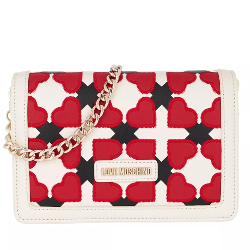 Love Moschino Pattern Crossbody Bag Avorio/Nero/Rosso Crossbody Bag