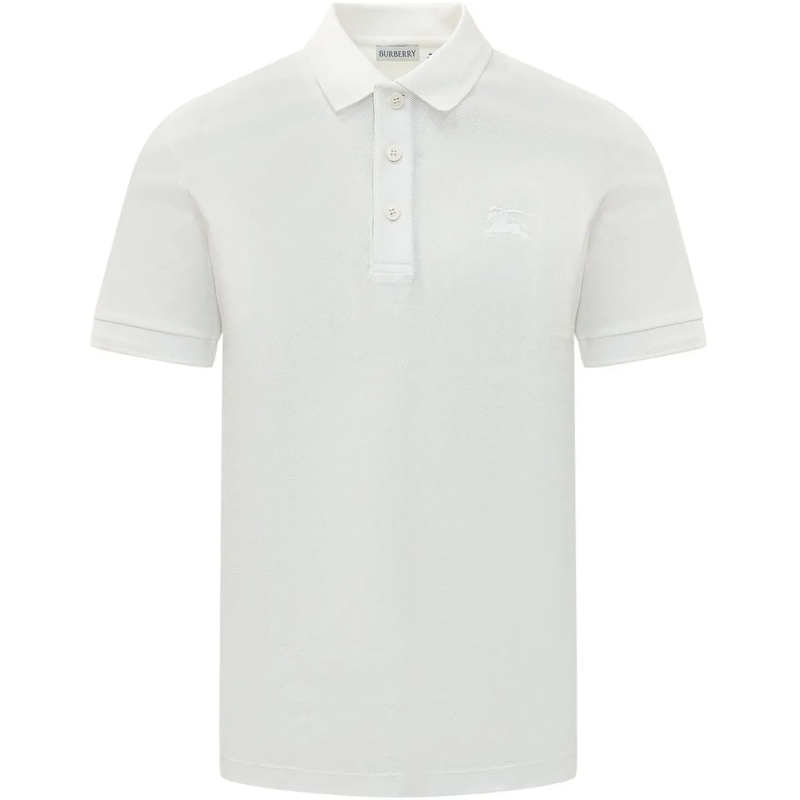 Burberry Poloshirt Polo a Maniche Corte con Bottoni e Logo weiß
