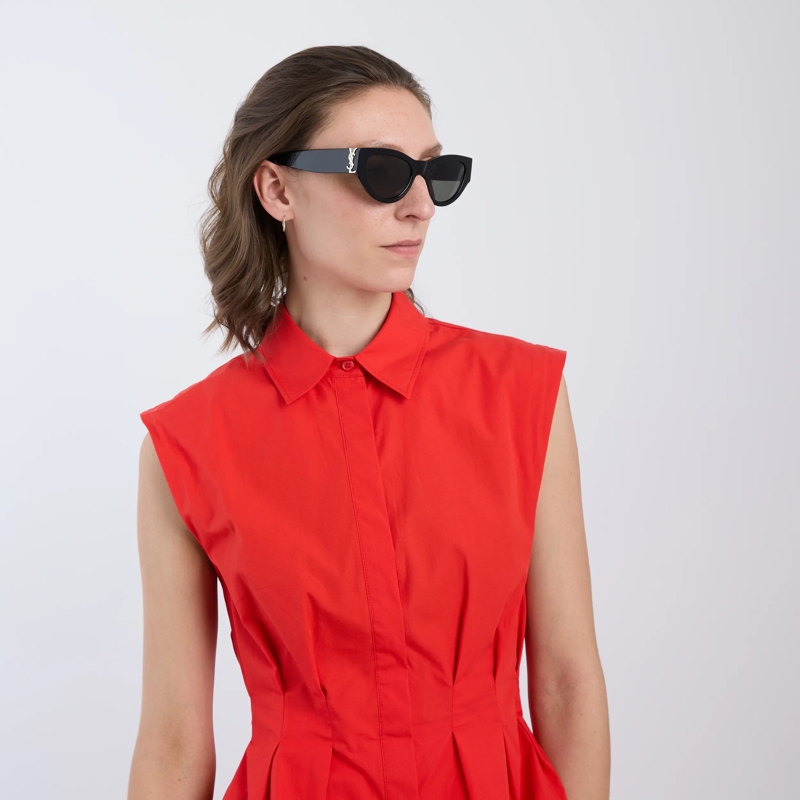Saint Laurent Sonnenbrille YSL cat-eye oversized acetate sunglasses Black-Black-Grey(Image 2)