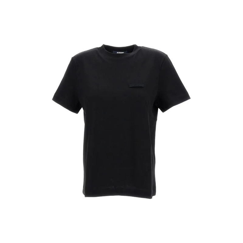 Jacquemus T-shirt Cotton T-Shirt With Tonal Grosgrain Logo Black