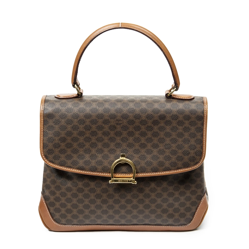 Celine Crossbody Bag Vintage Top Handle Flap braun