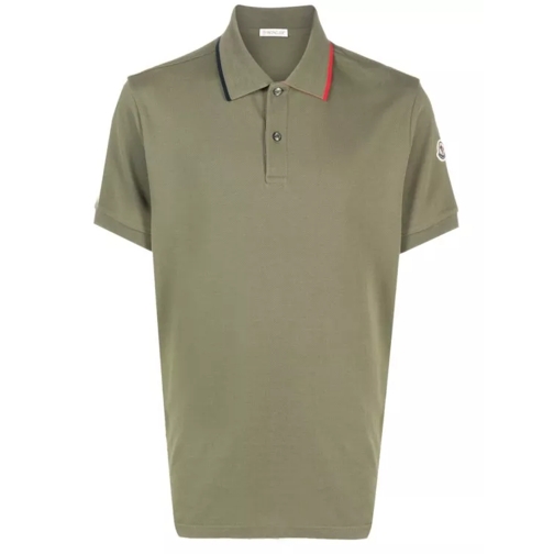 Moncler Pique Polo Shirt With Logo Patch Green Chemises