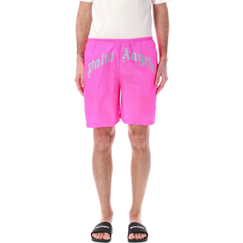 Palm Angels  Curved Logo Swim Shorts Pink