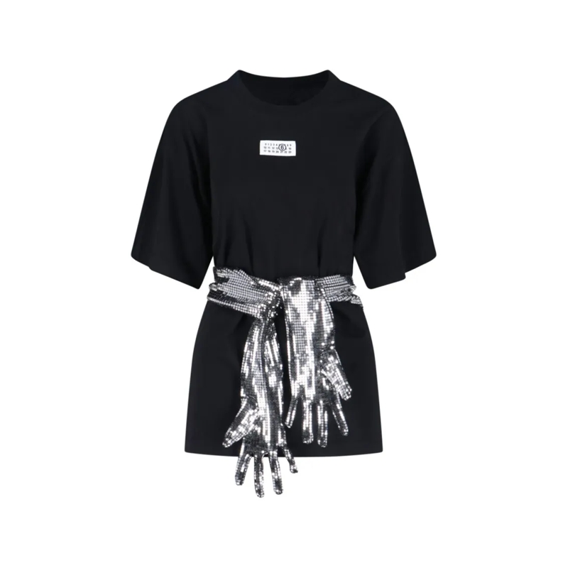 MM6 Maison Margiela T-Shirt Numeric Tag Gloves T-Shirt – Black Black