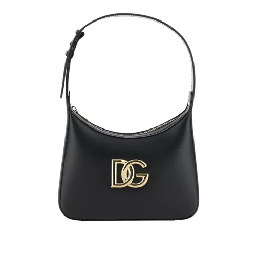 Dolce&Gabbana 3.5' Black Shoulder Bag With Logo Detail In Smooth Black Axelremsväska