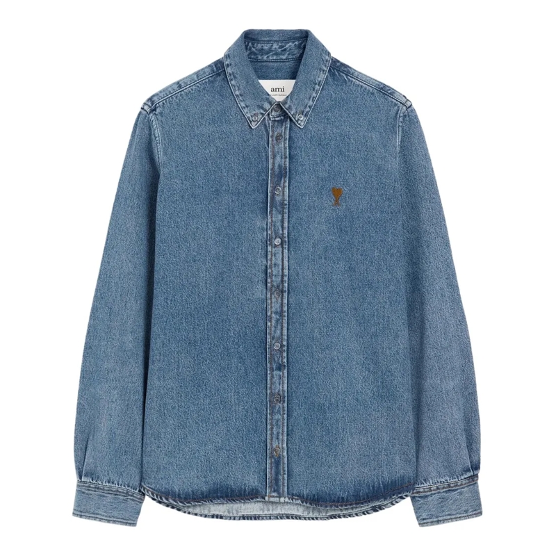 AMI Paris Hemd Button-Down Denim Shirt Blue