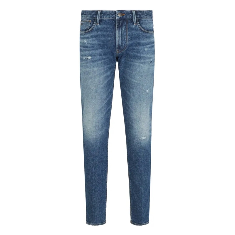 Emporio Armani Jeans Slim Fit Denim Jeans With Iconic Eagle Logo Blue