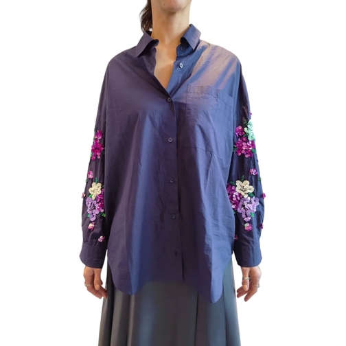 Essentiel Antwerp Blouses Chemise coton Navy Fleurs Sequins manches Gristle  mehrfarbig