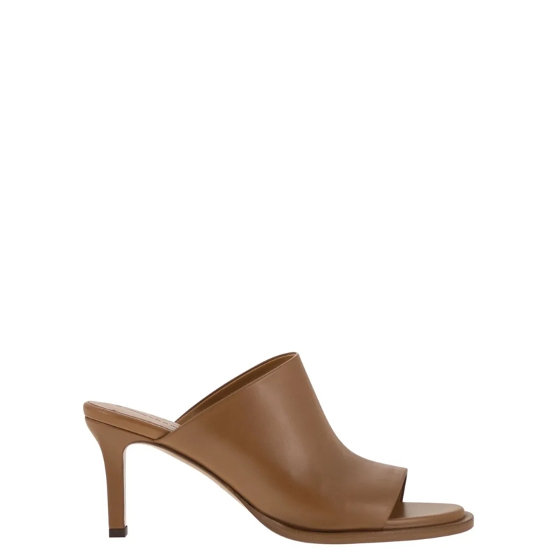 Tod's Sandalen Soft Calfskin Open-Toe Sandals With Banded Heel Brown