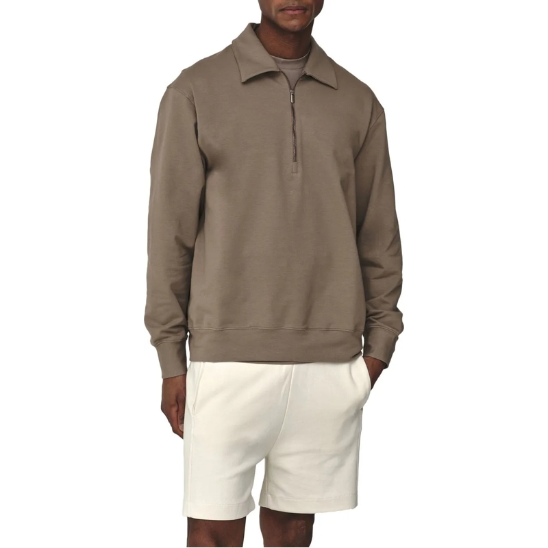 VALENZA  Cotton Polo Zip Sweater Lead Grey grau