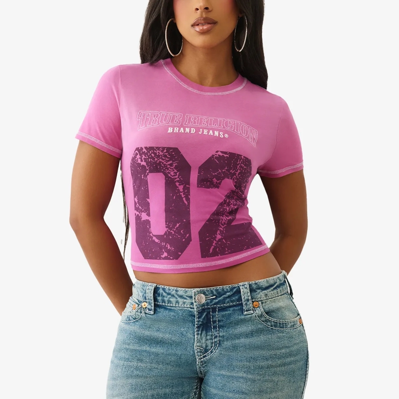 True Religion T-Shirt T-Shirt Cropped fuschsia(Image 6)