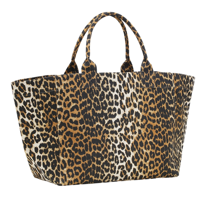 GANNI Tote Leopard Oversized Canvas Tote Bag 943 Leopard(Image 2)