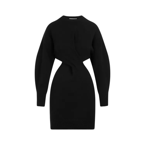 Alexander McQueen Black Wool Mini Dress Black 