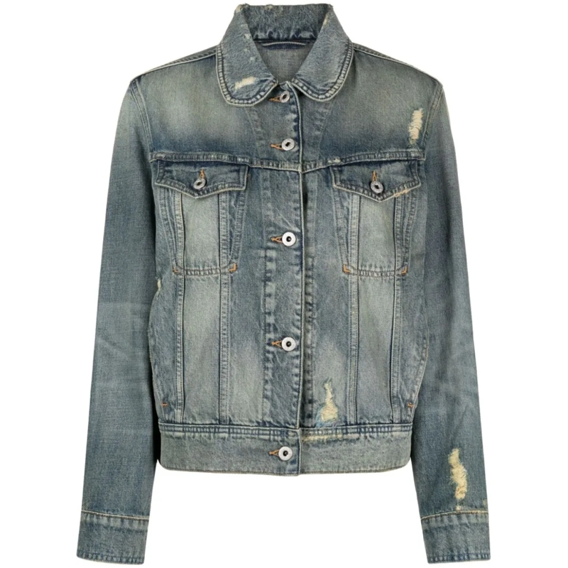 Kenzo Spijkerjasje Cropped Indigo Blue Denim Jacket Grey