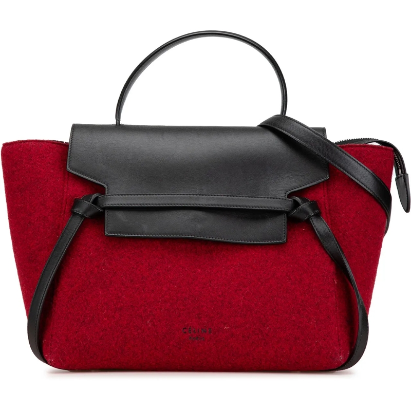 Celine Schultertasche Mini Felt and Calfskin Belt Satchel rot