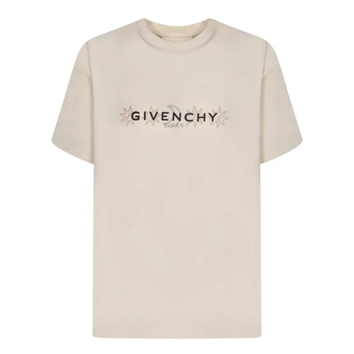 Givenchy Ivory Tone Contrasting Front Logo Crew Neck T-Shir Neutrals 