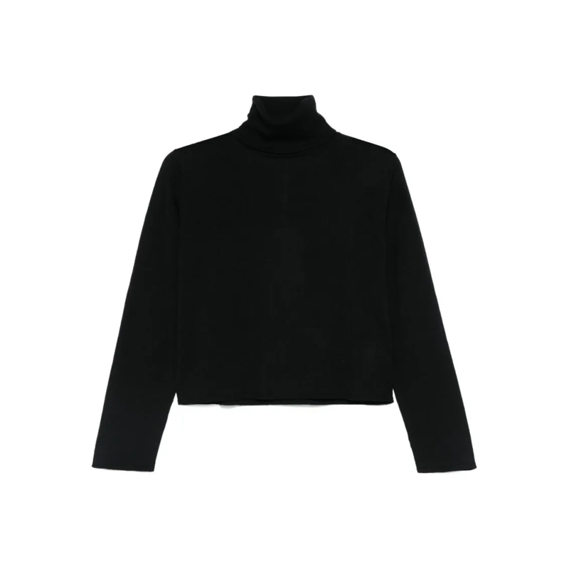 MM6 Maison Margiela Rollkragenpullover Cropped Black Sweater With Turtleneck Black