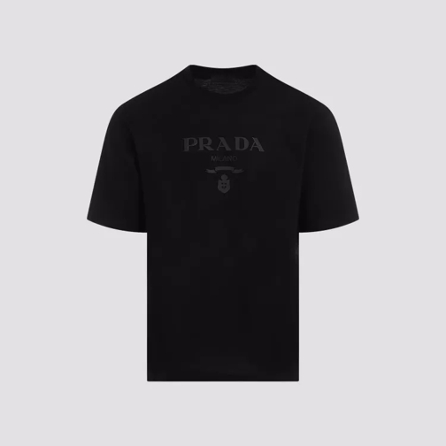 Prada  Black Cotton Tonal Logo Printed T-Shirt Black