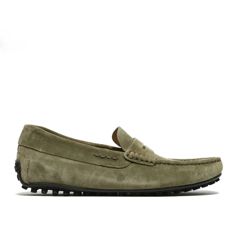 Rossano Bisconti Mocassin Moccasin In Soft Green Suede Green