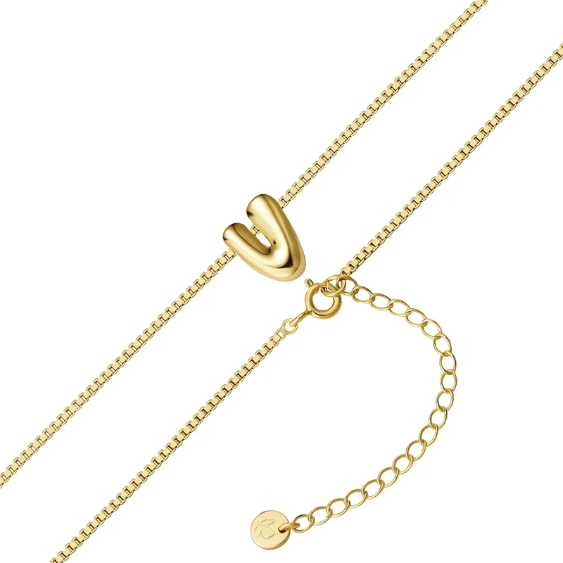 Glanzstücke München Mittellange Halskette Sterling Silber Halskette Buchstabe V gold(Image 3)