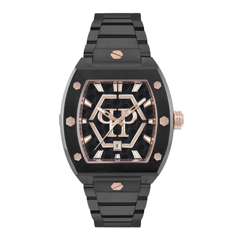 Philipp Plein Quarzuhr Quarz-Analoguhr Hexagon Phantom schwarz
