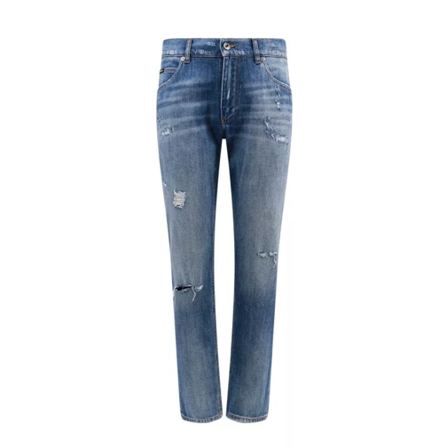 Dolce&Gabbana Cotton Jeans With Ripped Effect Blue Jeans