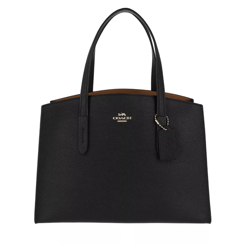 Coach Polished Leather Charlie Carryall Black Tote