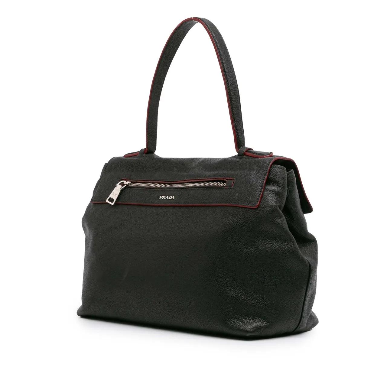 Thumbnail - Prada Hobo Bags - 2000-2013 Toro Leather Top Handle Flap Satchel - Gr. unisize - in Schwarz - für Damen
