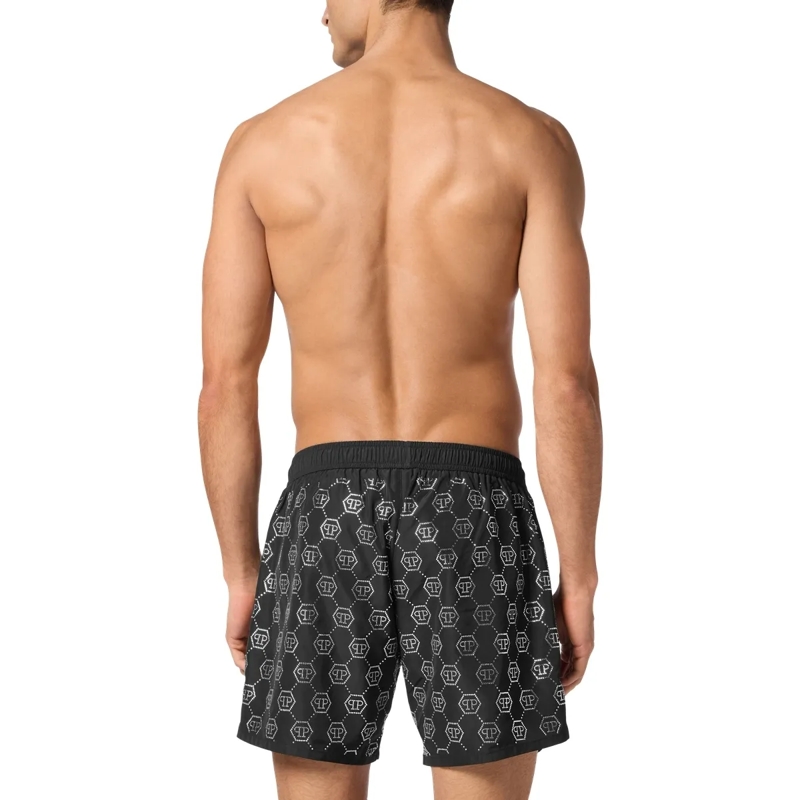 Philipp Plein Shorts Mittellange Badeshorts aus Stoff mit hexagonalen S schwarz(Image 2)