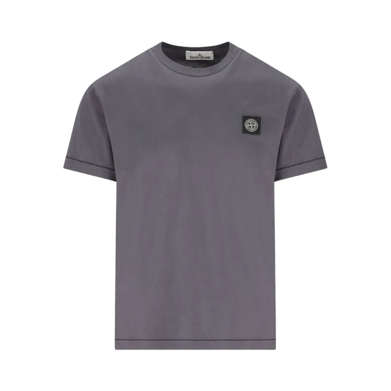 Stone Island T-shirt Classic Fit Grey T-Shirt With Iconic Brand Logo Grey