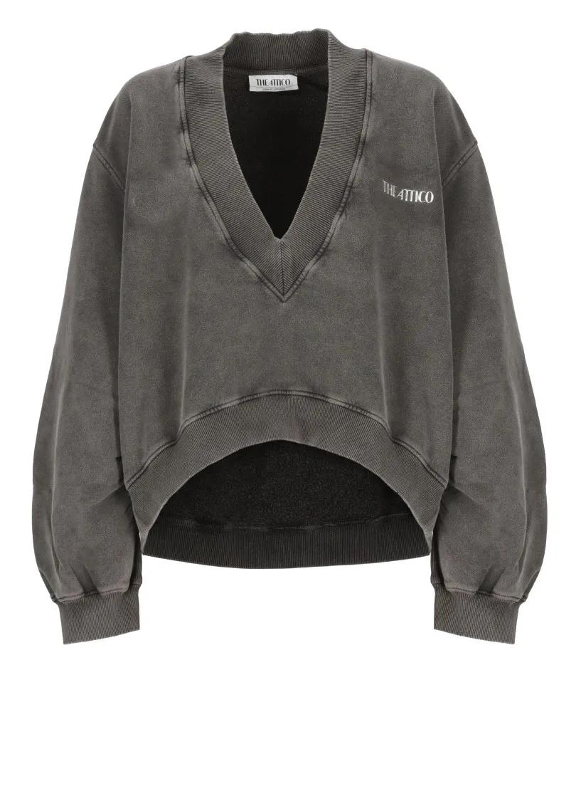 The Attico - Sweatshirt With Logo - Größe 42 - grau