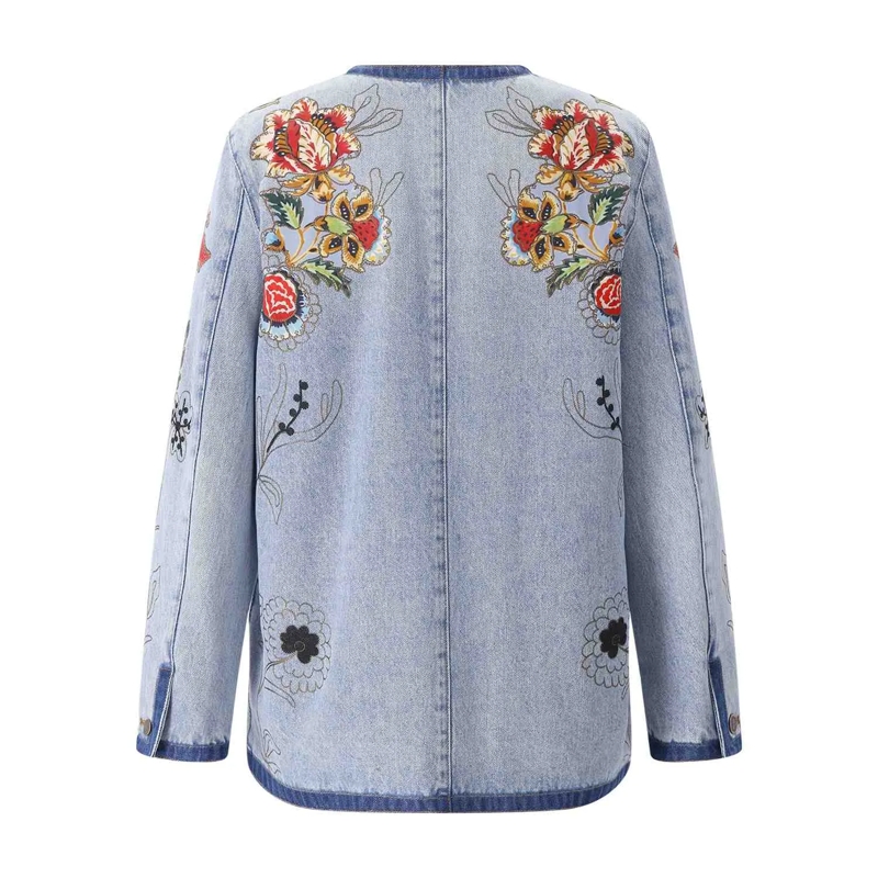 Valentino Garavani Übergangsjacke Jeansjacke mit floralem Muster blau(Image 3)