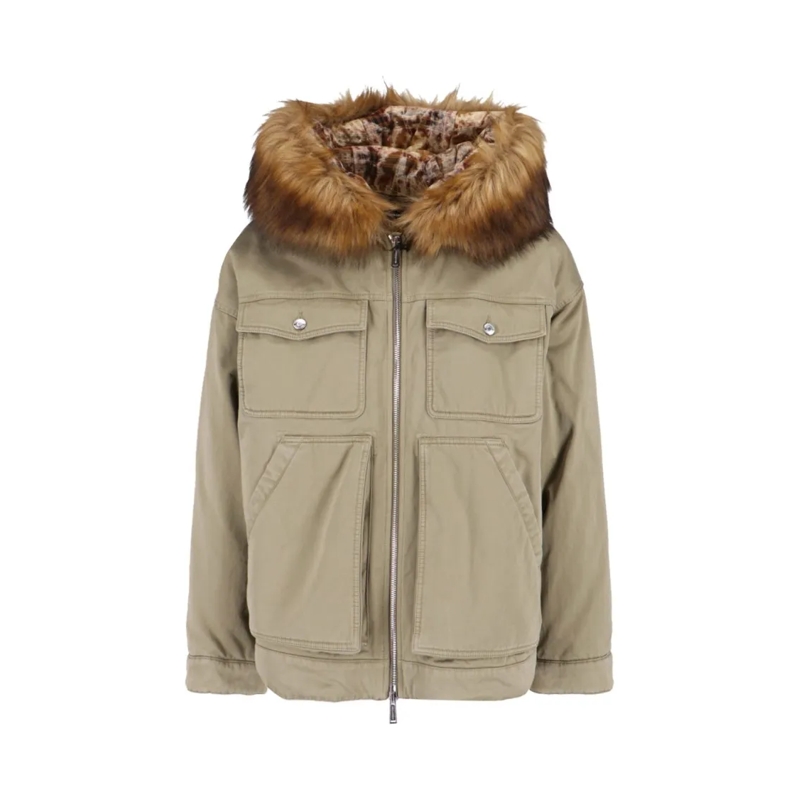 Dsquared2 Winterjas "Winter Party" Jacket In Gray Cotton Brown