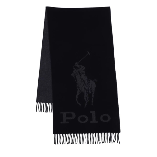 Polo Ralph Lauren Oversized Oblong Scarf Black Charcoal Sciarpa di lana