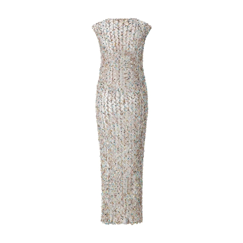 Sminfinity Maxikleid Langes Strickkleid mit Pailletten mehrfarbig(Image 2)
