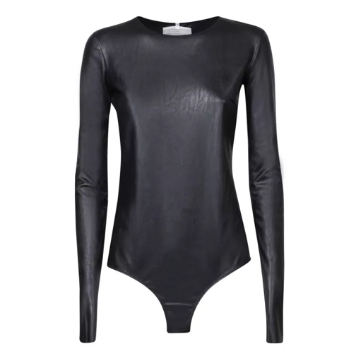 MM6 Maison Margiela Bodysuit With A Coated Effect Black Bodysuits
