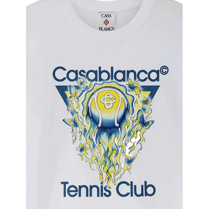 Casablanca T-Shirt Graphic-Print Cotton T-Shirt With Round Neck Desig White(Image 6)