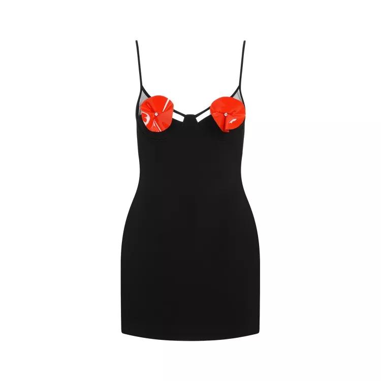 David Koma - Flower Cups Cami Black Red Acrylic Dress - Größe 10 - black