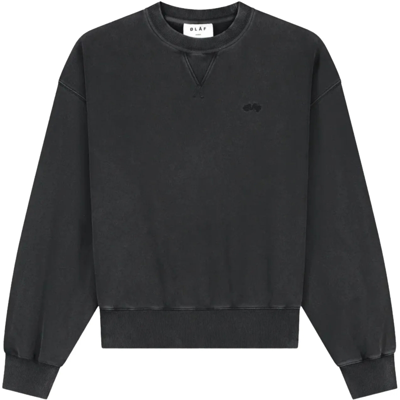ØLÅF  Olaf Washed Signature Boxy Crewneck Sweaters Donke grau